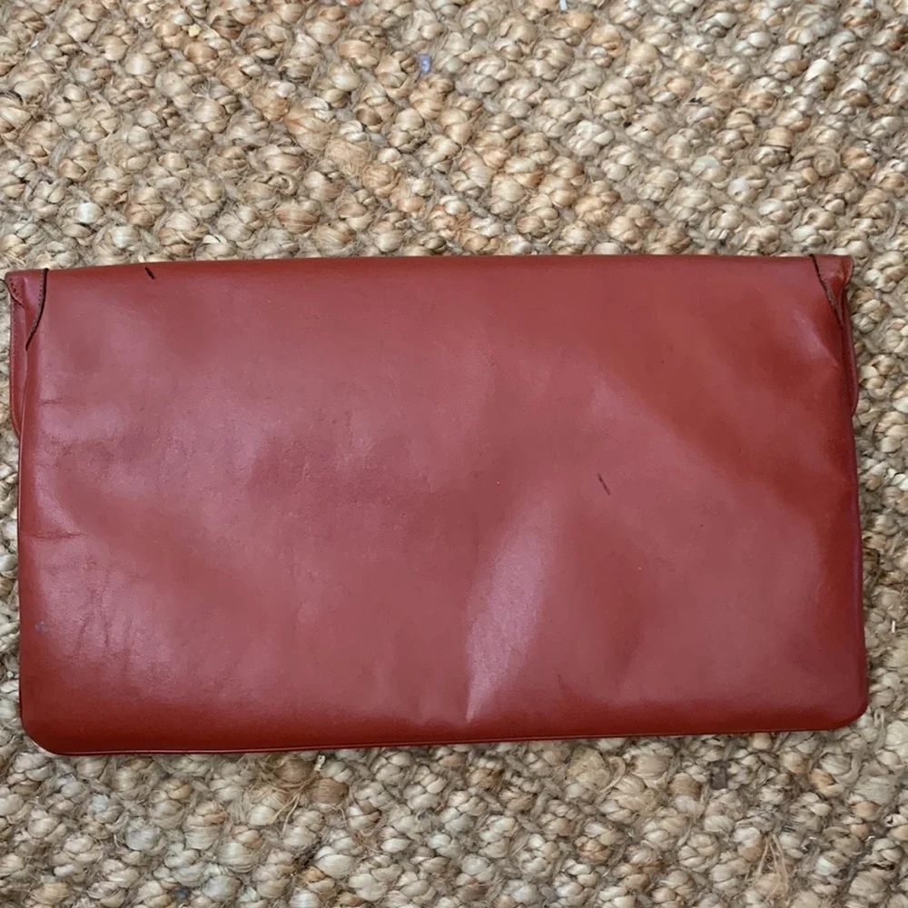 Vintage 1970’s Oleg Cassini oxblood Burgundy Leather Clutch so Jackie O - GUVC